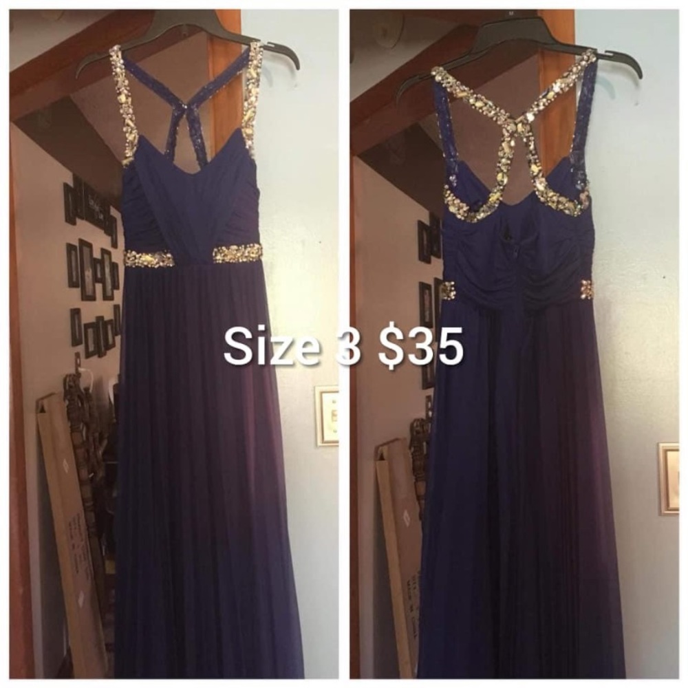 Blue and silver prom dress. Size 3. Worn once.